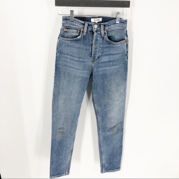 Re/Done High Rise Ankle Crop Jeans sz23 - Picture 2 of 7